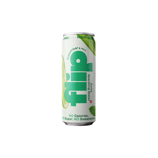 Cucumber & Mint sparkling water can on a white background